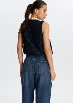 Tops<The Sting Hairy balloon top donkerblauw