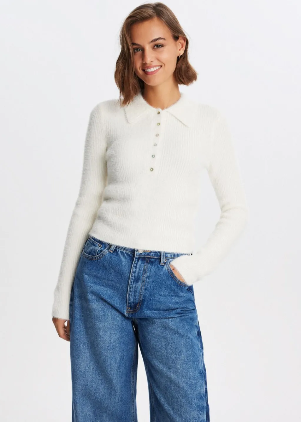 Truien En Vesten<The Sting Hairy polo wit, off-white