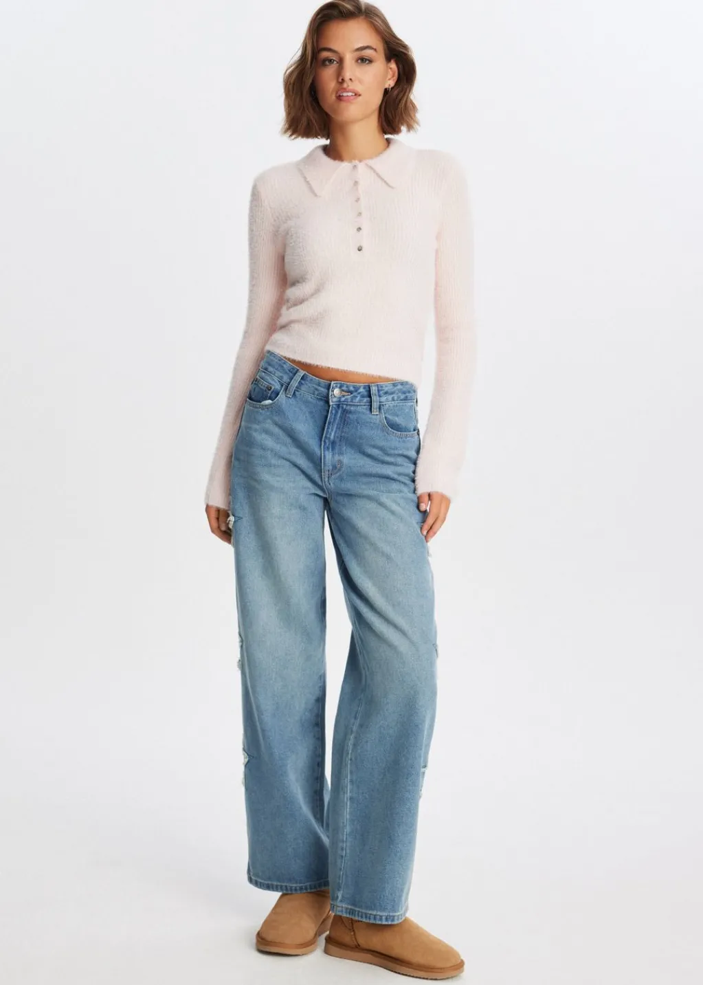 Truien En Vesten<The Sting Hairy polo lichtroze
