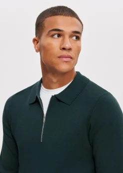 Truien En Vesten|Polo's<The Sting Half zip gebreide polo petrol