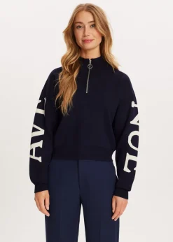 Truien En Vesten<The Sting Halfzip trui donkerblauw
