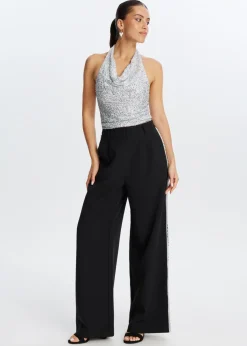 Tops<The Sting Halter top met pailletten zilver