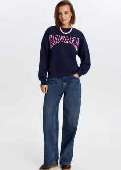 Sweaters En Hoodies<The Sting Havana velvet sweater donkerblauw