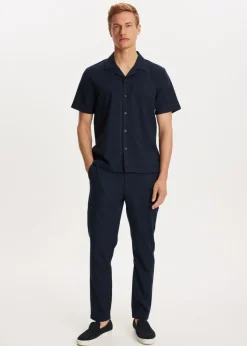 Broeken<The Sting Herringbone broek donkerblauw