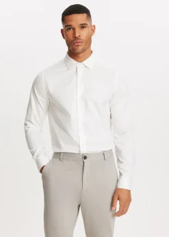 Overhemden<The Sting Herringbone overhemd wit