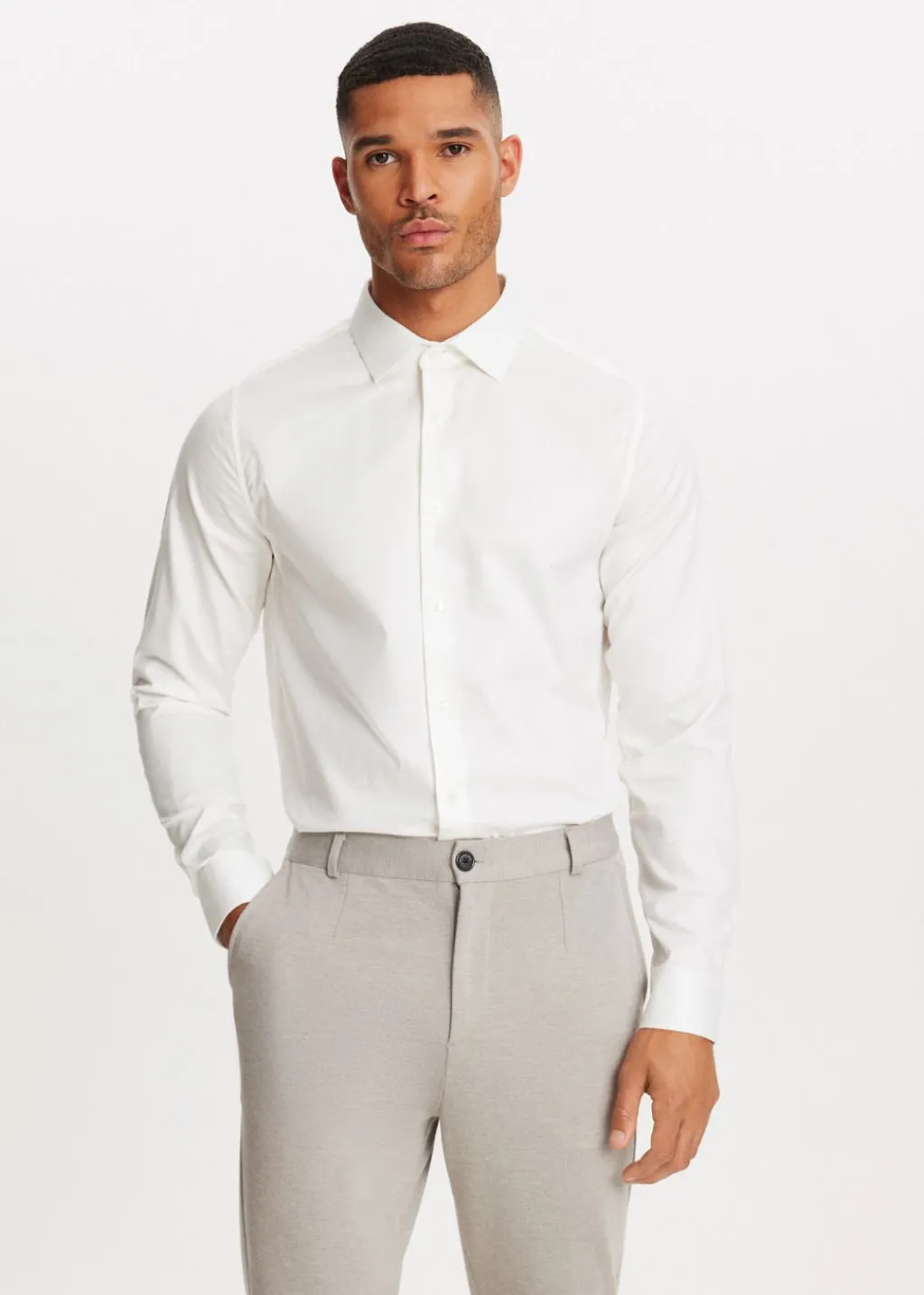 Overhemden<The Sting Herringbone overhemd wit