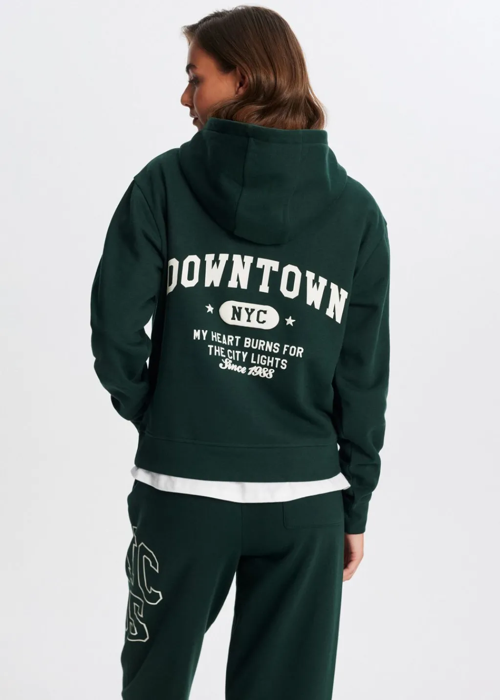 Sweaters En Hoodies<The Sting Hoodie met varsity print donkergroen