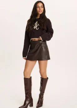 Skorts<The Sting Imitatieleren skort donkerbruin