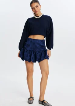 Rokken<The Sting Jacquard ballonrok donkerblauw