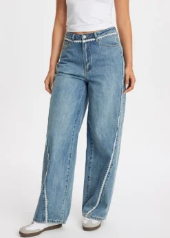 Jeans<The Sting Jeans met kant blauw, used middle