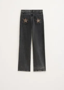 Jeans<The Sting Jeans met sterren achterzakken zwart, used dark