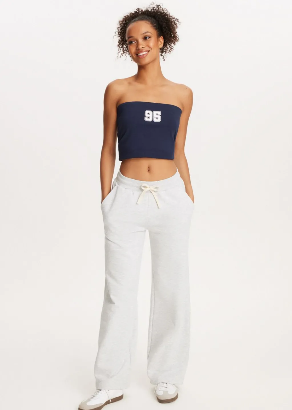 Broeken<The Sting Joggingbroek met sterren grijs gemêleerd