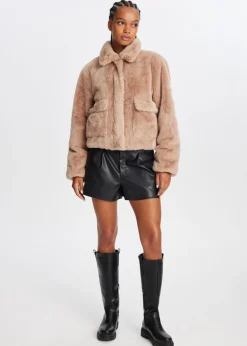 Jassen<The Sting Korte faux fur jas zand