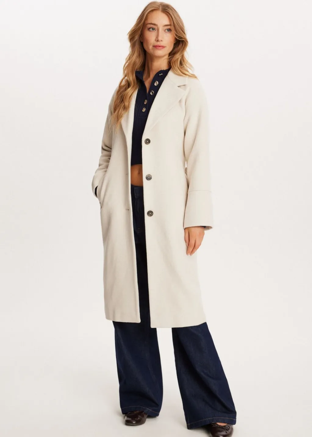 Jassen<The Sting Lange jas van wolmix wit, off-white