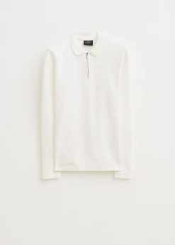 Polo's|T-Shirts<The Sting Lange mouwen polo met rits wit, off-white