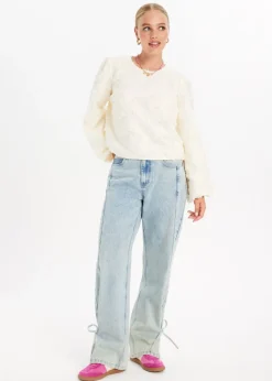 Tops<The Sting Lange mouwen top met balloon fit ecru