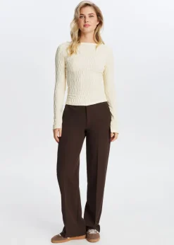 Tops<The Sting Lange mouwen top met structuur kit, donker