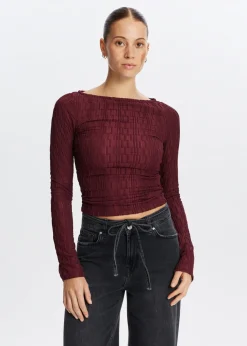 Tops<The Sting Lange mouwen top met structuur bordeaux