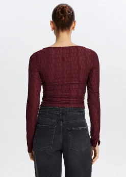 Tops<The Sting Lange mouwen top met structuur bordeaux