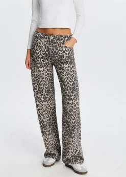 Jeans<The Sting Leopard wide leg jeans meerkleurig
