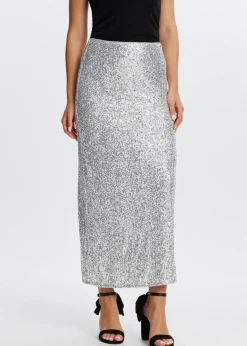 Rokken<The Sting Maxi rok met pailletten zilver