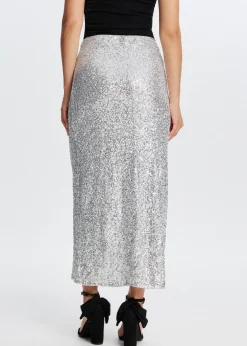 Rokken<The Sting Maxi rok met pailletten zilver