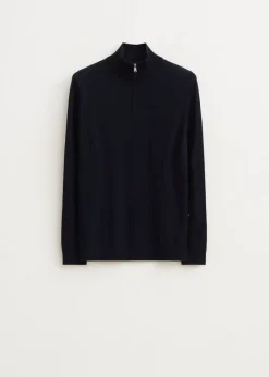 Truien En Vesten<The Sting Merinowol half zip trui donkerblauw