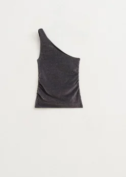 Tops<The Sting One shoulder glitter top zilver