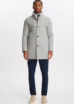 Jassen<The Sting Overcoat met logo grijs gemêleerd