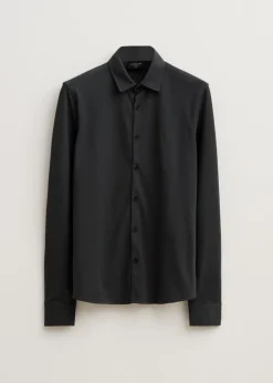 Basics|Overhemden<The Sting Overhemd piqué stretch groen, grijs