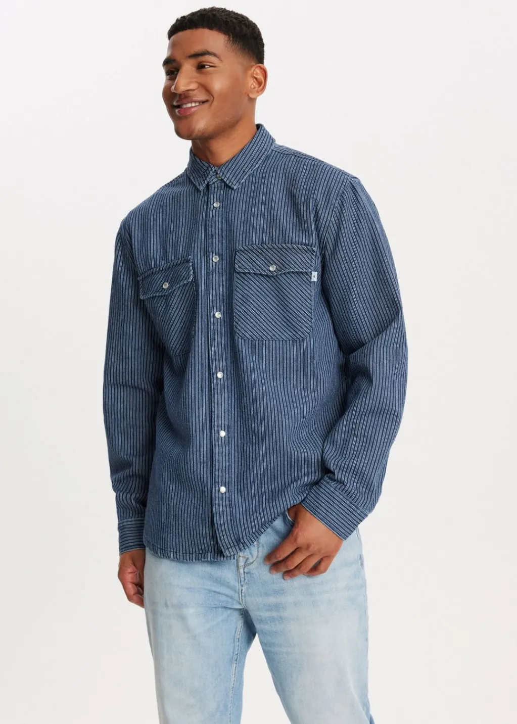 Overshirts<The Sting Overshirt met strepen indigo
