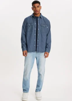 Overshirts<The Sting Overshirt met strepen indigo