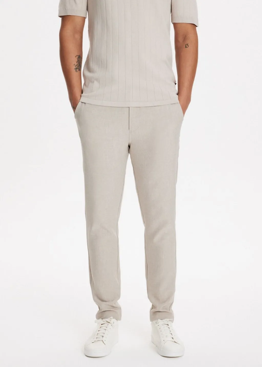 Broeken<The Sting Pantalon met gemêleerde look zand