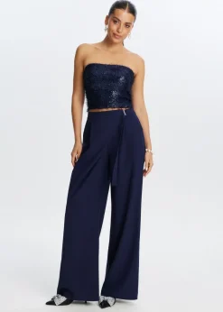Broeken<The Sting Pantalon overlap detail donkerblauw