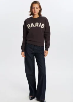 Sweaters En Hoodies<The Sting Paris geborduurde sweater donkerbruin