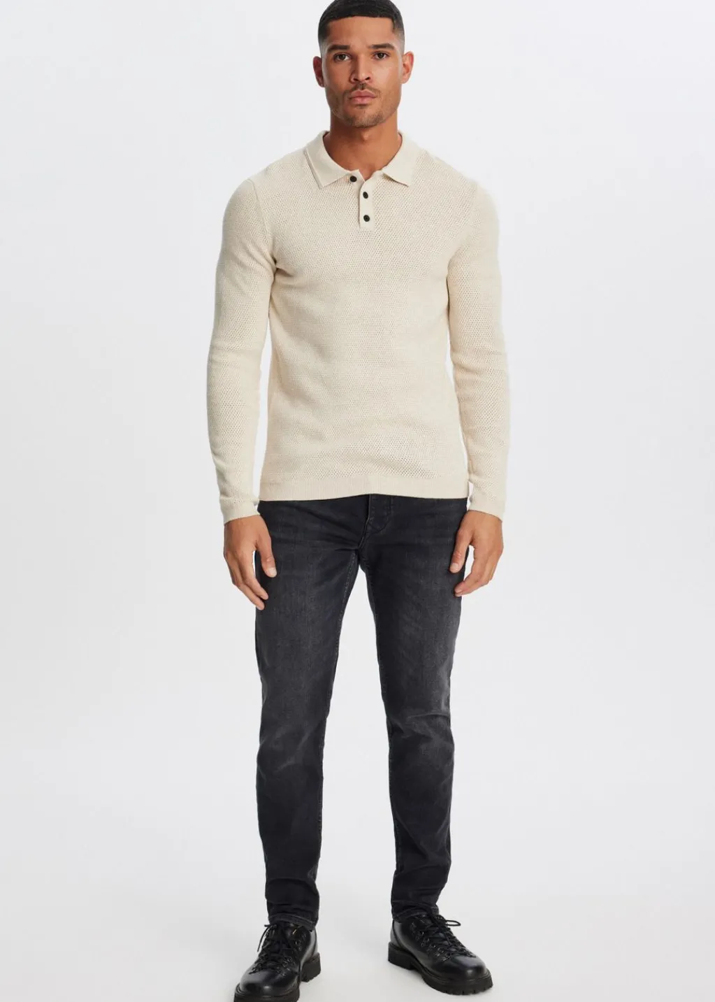 Polo's|Truien En Vesten<The Sting Polo met honinggraatdetail lichtzand