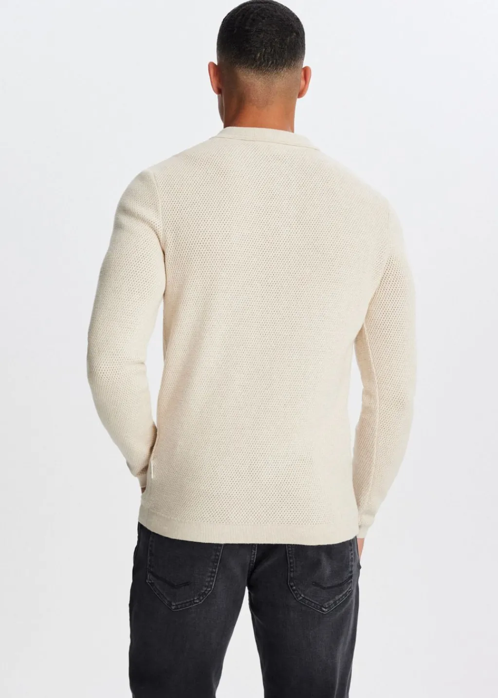 Polo's|Truien En Vesten<The Sting Polo met honinggraatdetail lichtzand