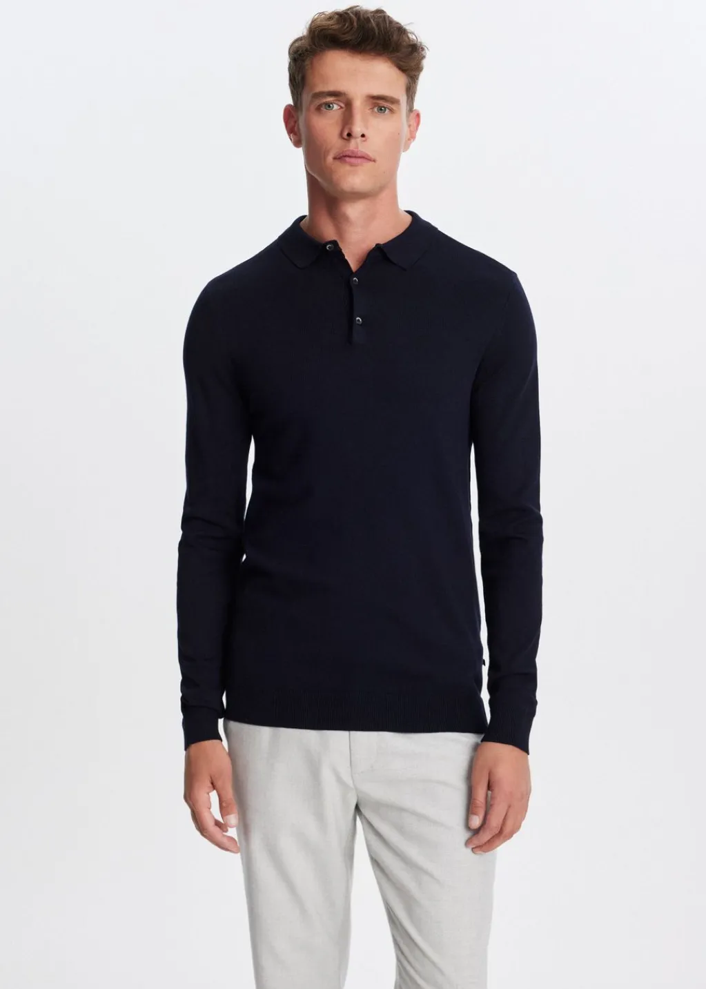 Polo's|Truien En Vesten<The Sting Polo met lange mouwen donkerblauw