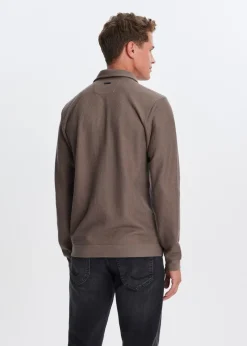 Polo's|T-Shirts<The Sting Polo met rib structuur lichtbruin