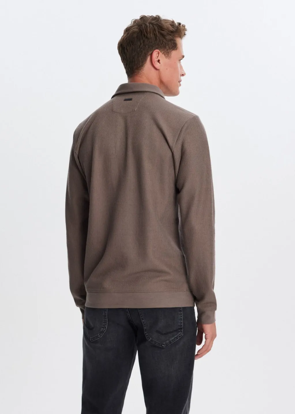 Polo's|T-Shirts<The Sting Polo met rib structuur lichtbruin