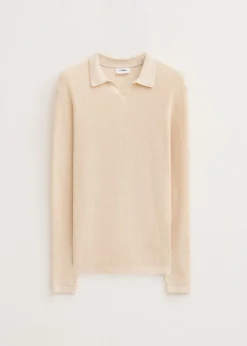 Polo's|Truien En Vesten<The Sting Polo met wafelstructuur ecru