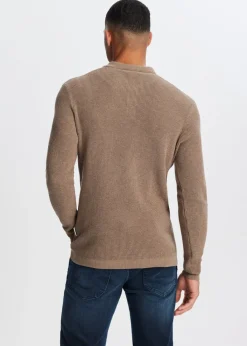 Polo's|Truien En Vesten<The Sting Polo met wafelstructuur bruin gemêleerd