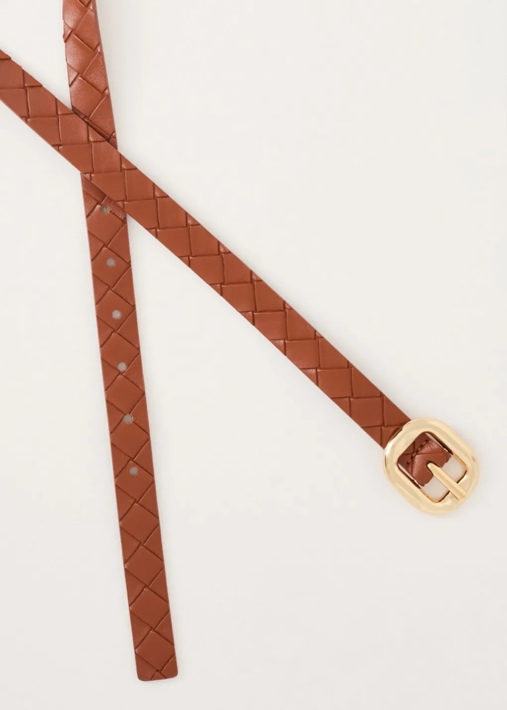 Riemen<The Sting Riem met gevlochten design cognac