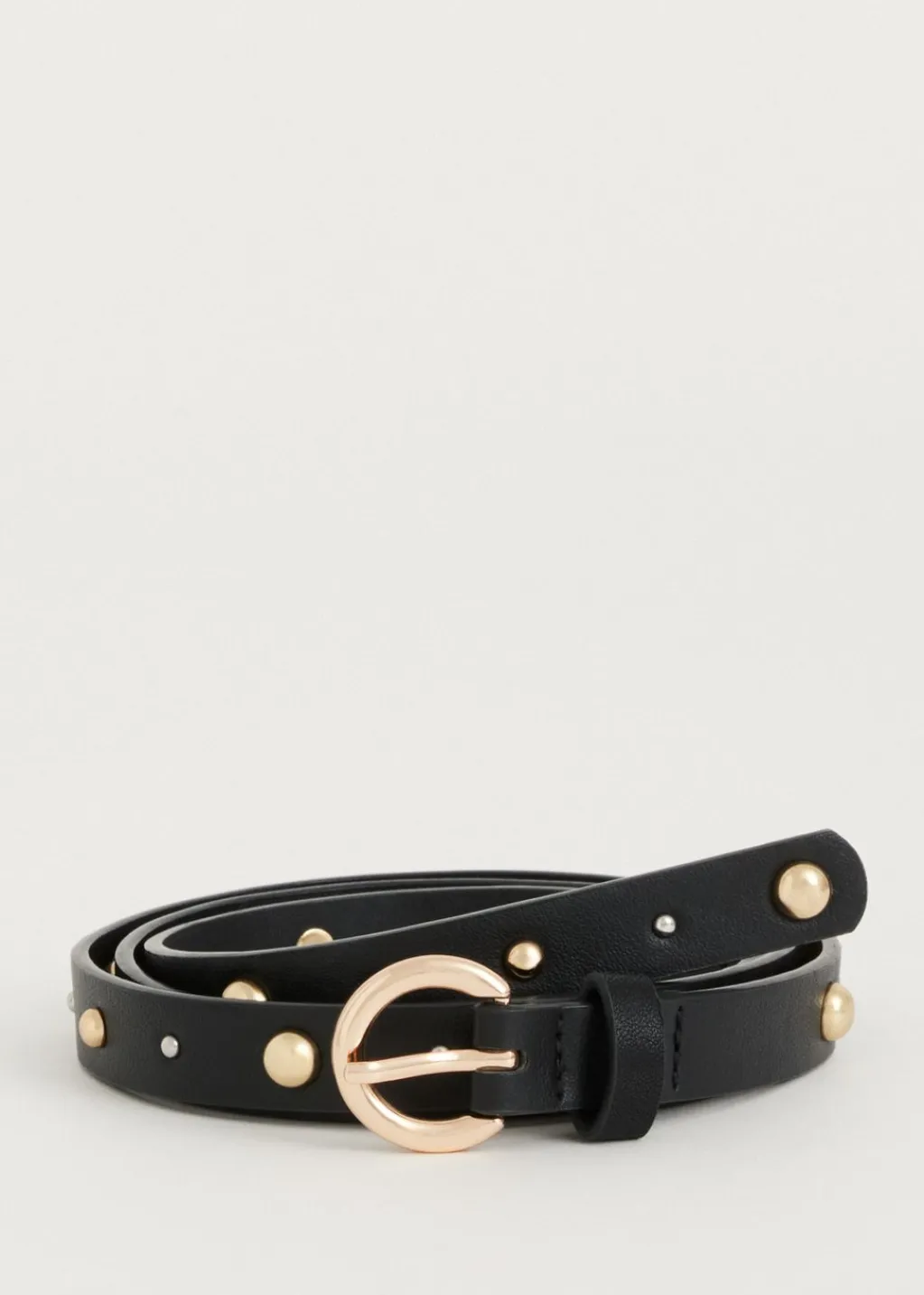 Riemen<The Sting Riem met ronde studs zwart