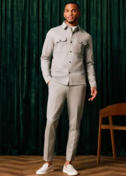 Broeken<The Sting Slim fit piqué broek taupe