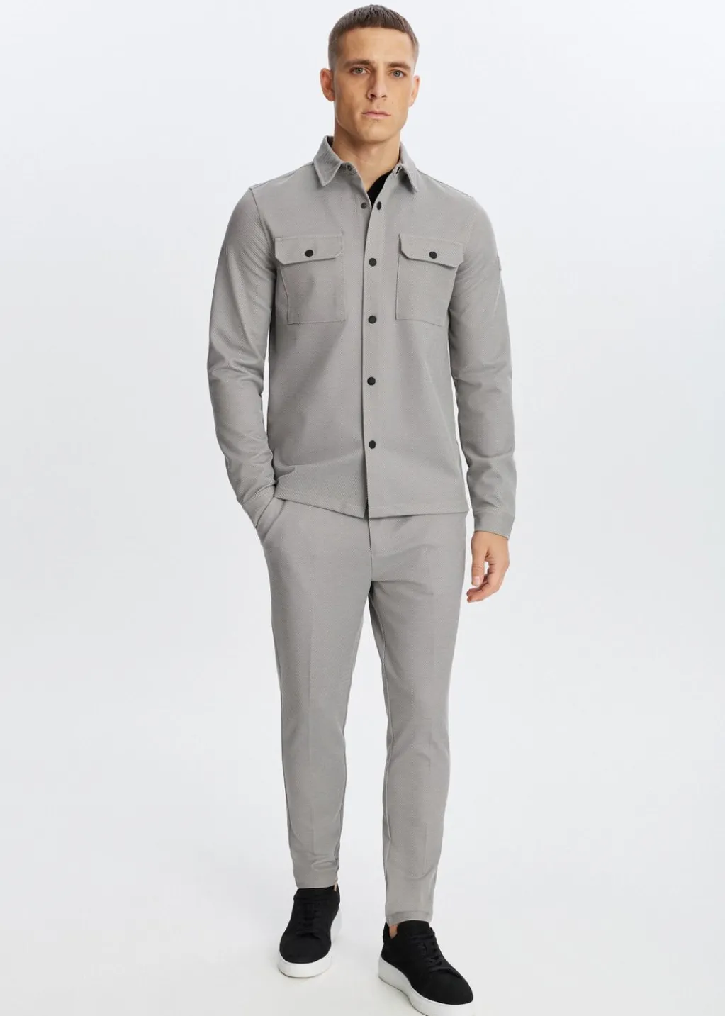 Broeken<The Sting Slim fit piqué broek taupe