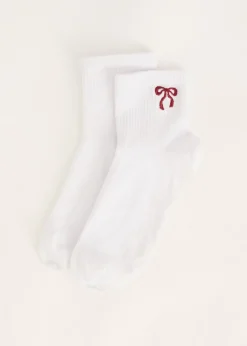 Sokken<The Sting Sokken met geborduurd strikje bordeaux