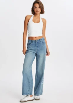 Jeans<The Sting Straight leg jeans met sterren blauw, used middle
