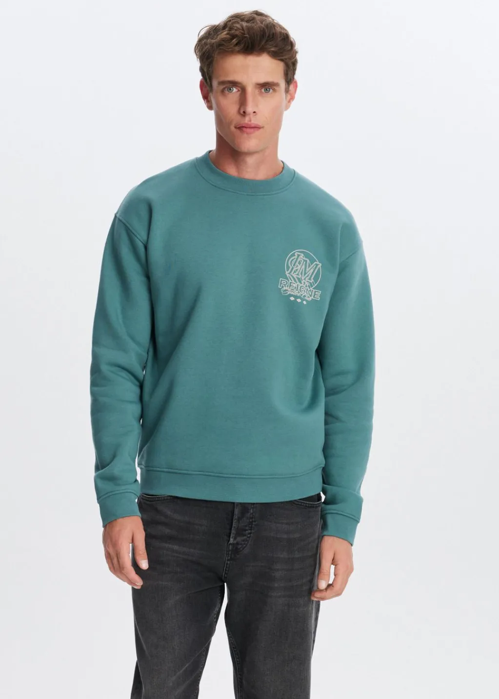 Sweaters En Hoodies<The Sting Sweater met print reigne petrol