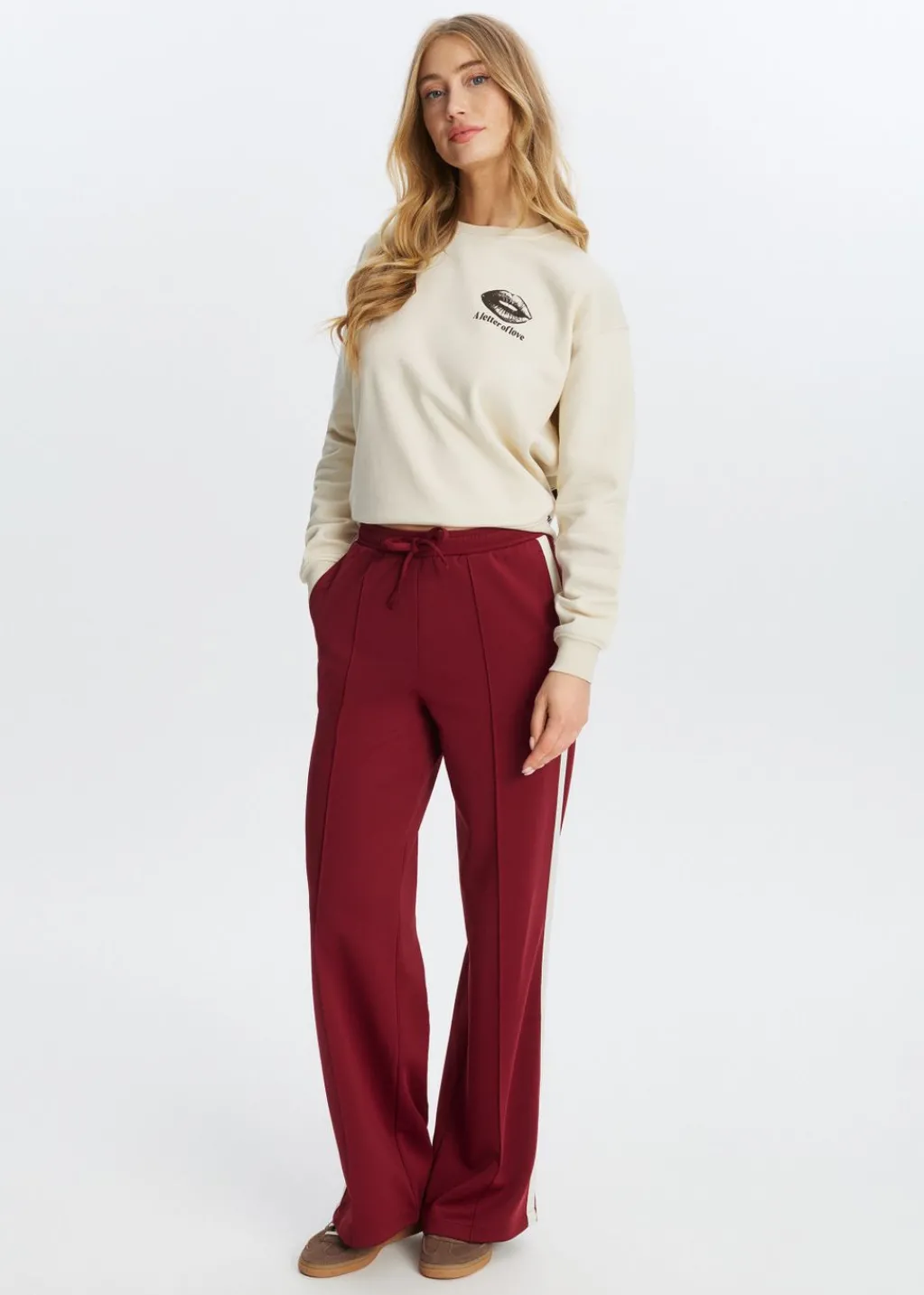 Broeken<The Sting Sweatpants met streep donkerrood